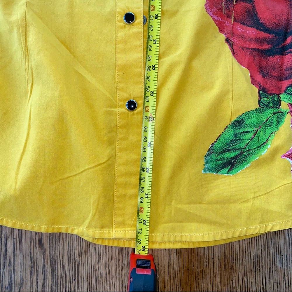 Yellow Button Down Shirt with Graphic Design - Picture 9 of 10